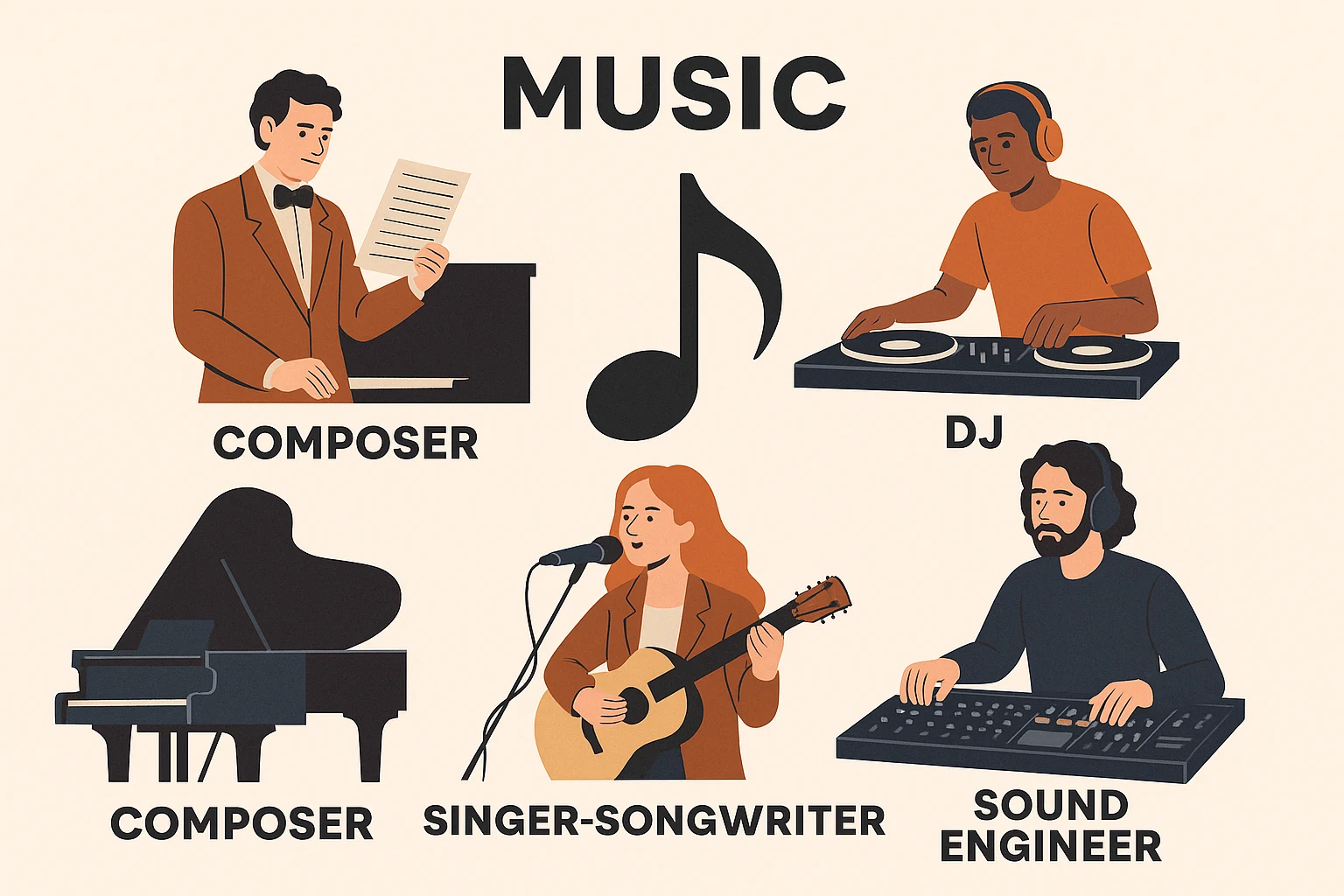 Les principaux métiers de la musique