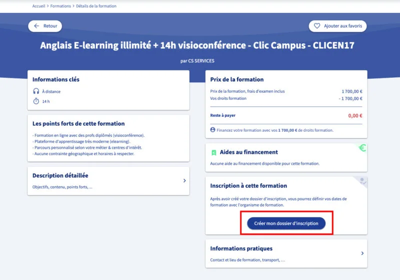 inscription formation compte personnel cpf