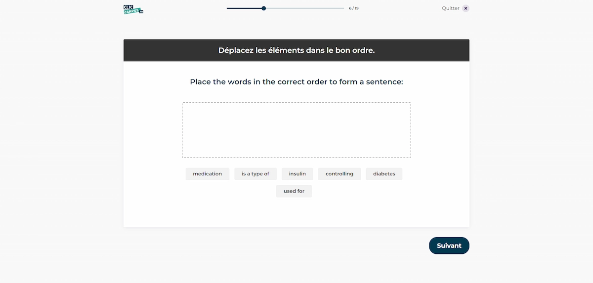 Formation anglais sante ordre