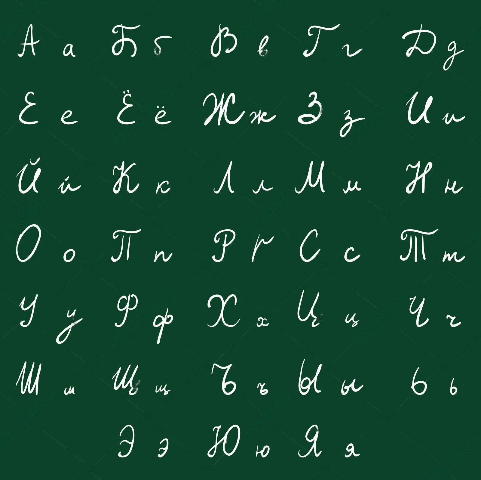 alphabet russe manuscrit