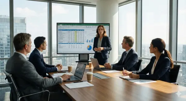 controleur de gestion présentant son rapport de contrôle de gestion en anglais